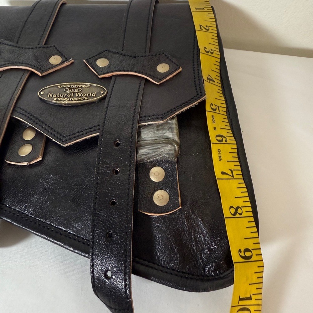 Natural World Panniers Side Bags Pair Of 2 Black Leather Motorcycle 2 Saddle Bag - Picture 9 of 12